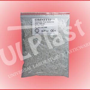 81110 Końcówki OMNITIP® OM-10-B-C do pipet, poj. poj. 0,5-10 µl, dł. 38 mm, bezbarwne, pakowane w worku.