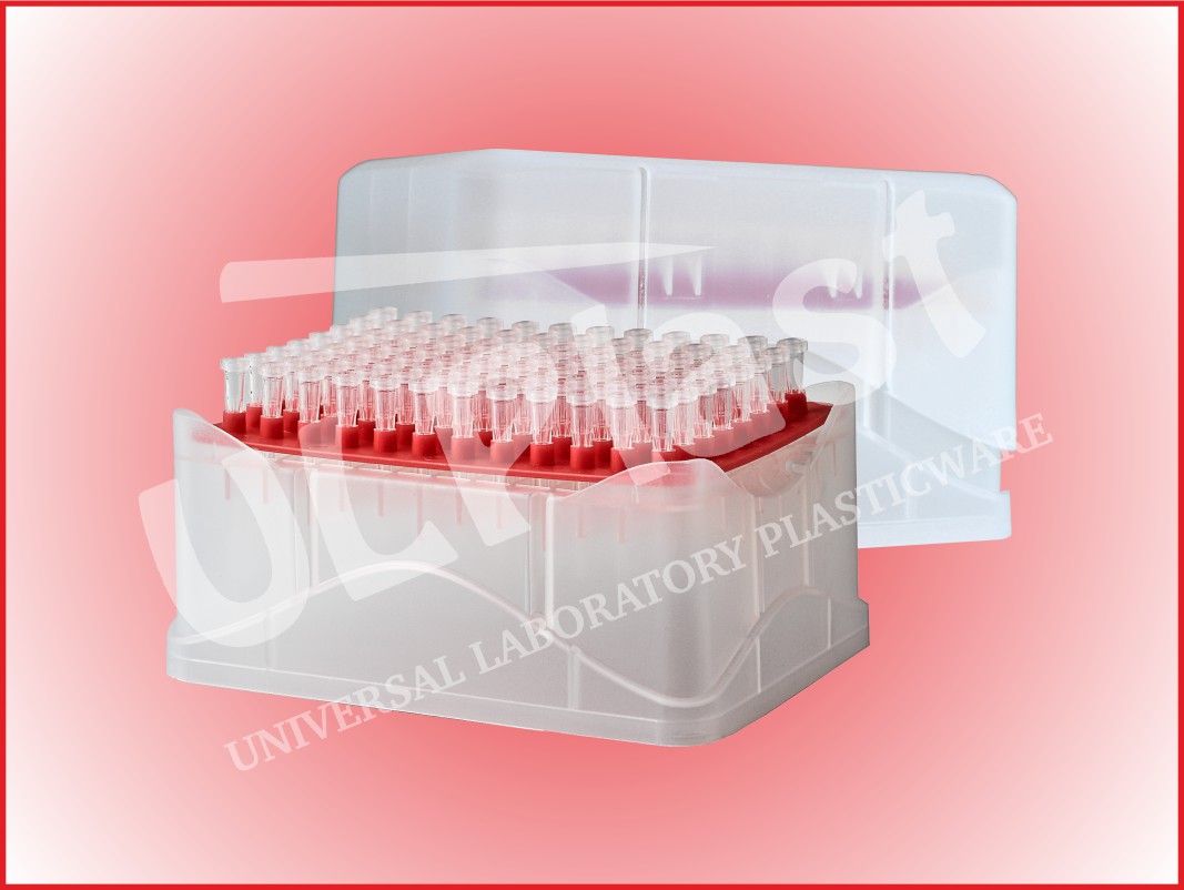 81410 Końcówki OMNITIP® OM-10-BFR-C do pipet, poj. 0,5-10 µl, dł. 38 mm, bezbarwne, w pudełku typu Fastrack.