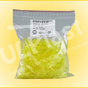 83110 Końcówki OMNITIP® OM-200-B-Y do pipet, poj. 1-200 µl, dł. 49,5 mm, żółte, pakowane w worku.