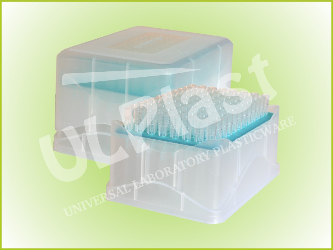 84410 Końcówki OMNITIP® OM-200-BFR-C do pipet, poj. 2-300 µl. dł. 58,5 mm, bezbarwne, w pudełku typu Fastrack.