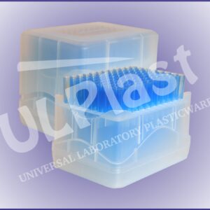 85410 Końcówki OMNITIP® OM-1000-BFR-B do pipet, poj. 100-1000 µl. dł. 83 mm, niebieskie, w pudełku typu Fastrack.